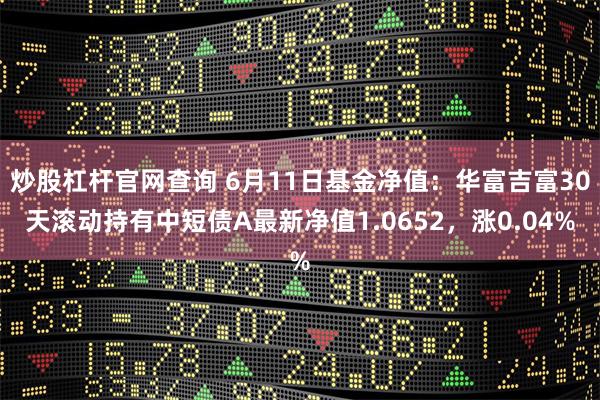 炒股杠杆官网查询 6月11日基金净值：华富吉富30天滚动持有中短债A最新净值1.0652，涨0.04%